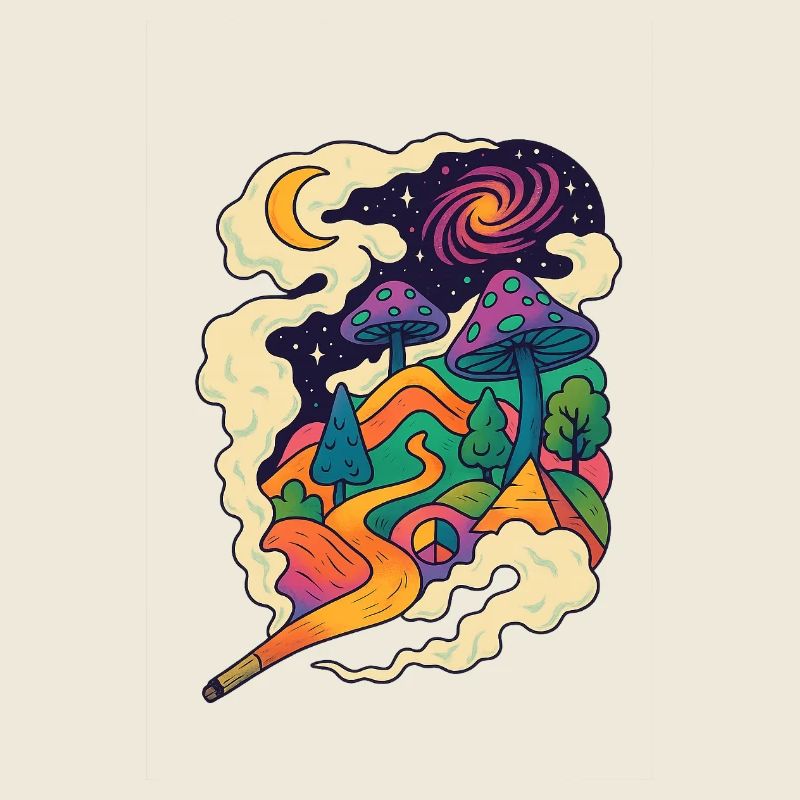 Psychedelische Pilzlandschaft Pfad