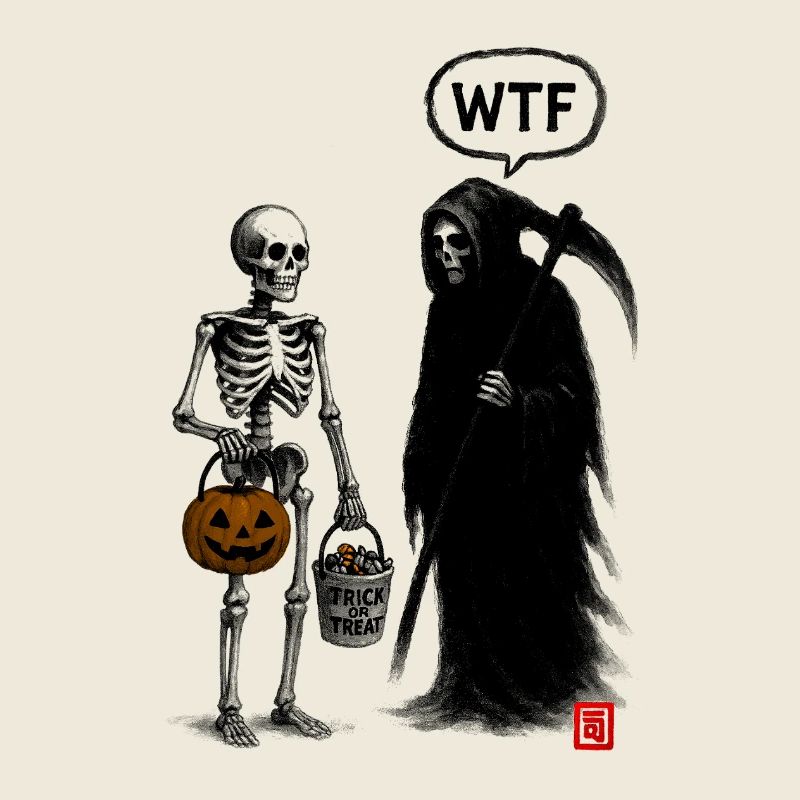 Lustiges Skelett Halloween T-Shirt – Süßes oder Saures