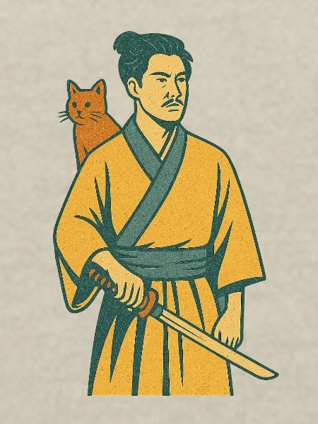 Samouraï avec chat