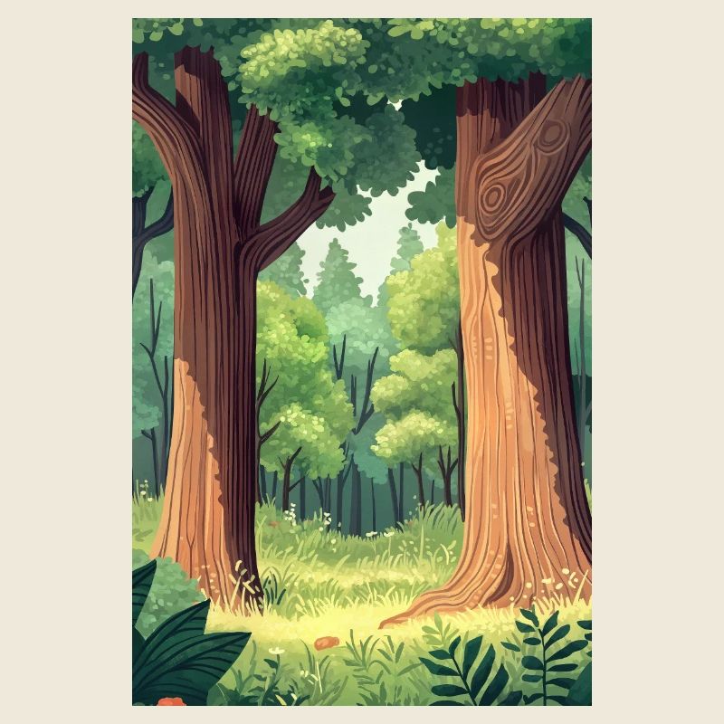 Poster Illustration Paysage de Forêt