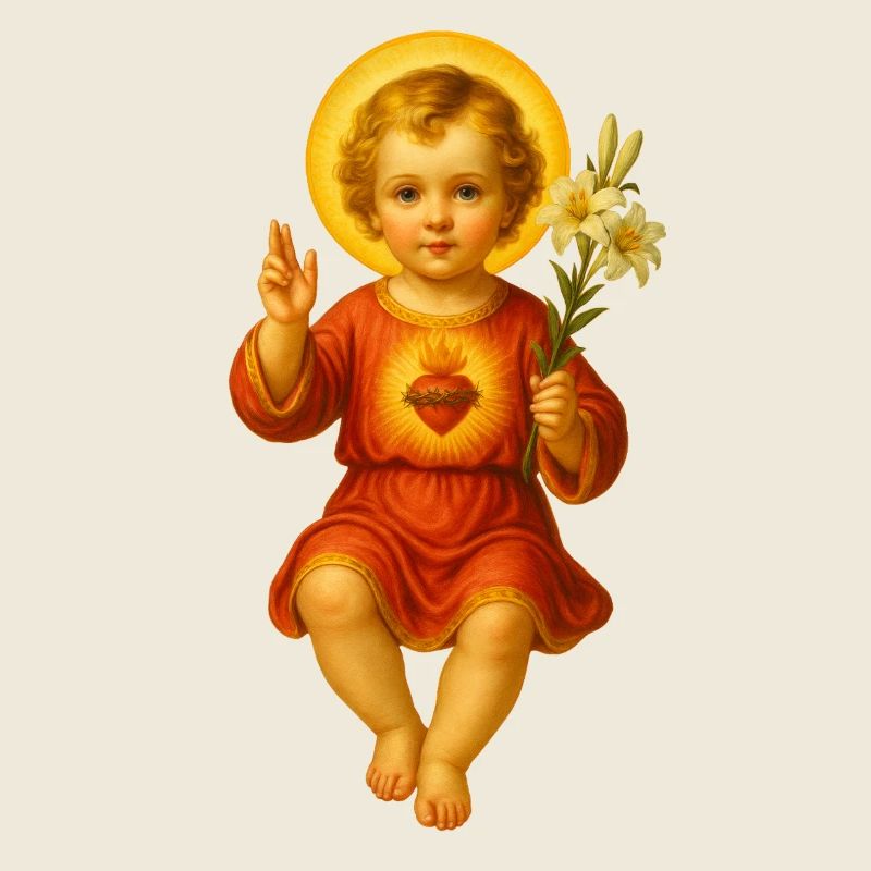 Saint Enfant avec Rayon de Cœur et Lys