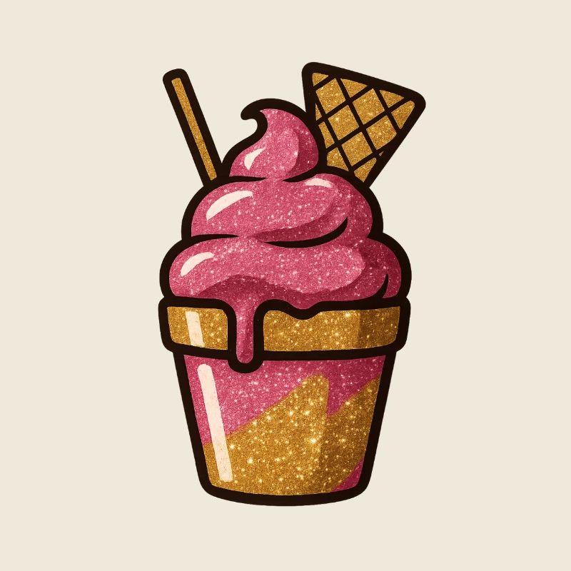 Pink Glitzer Eiscreme Becher