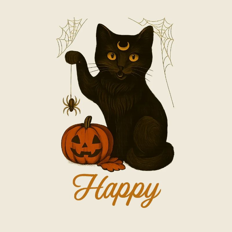 Halloween-Katze – Glücklich