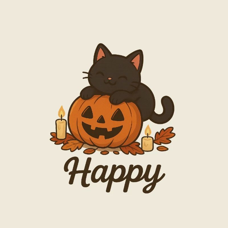 Halloween Schwarze Katze – Glücklich