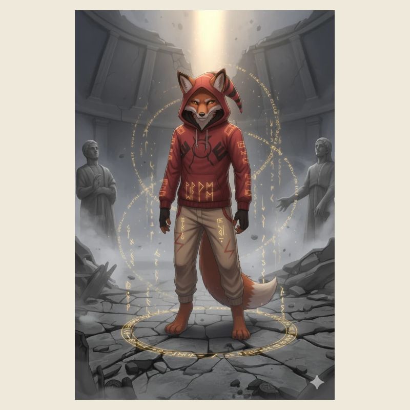 Rune Fox Hoodie in Ruin Style