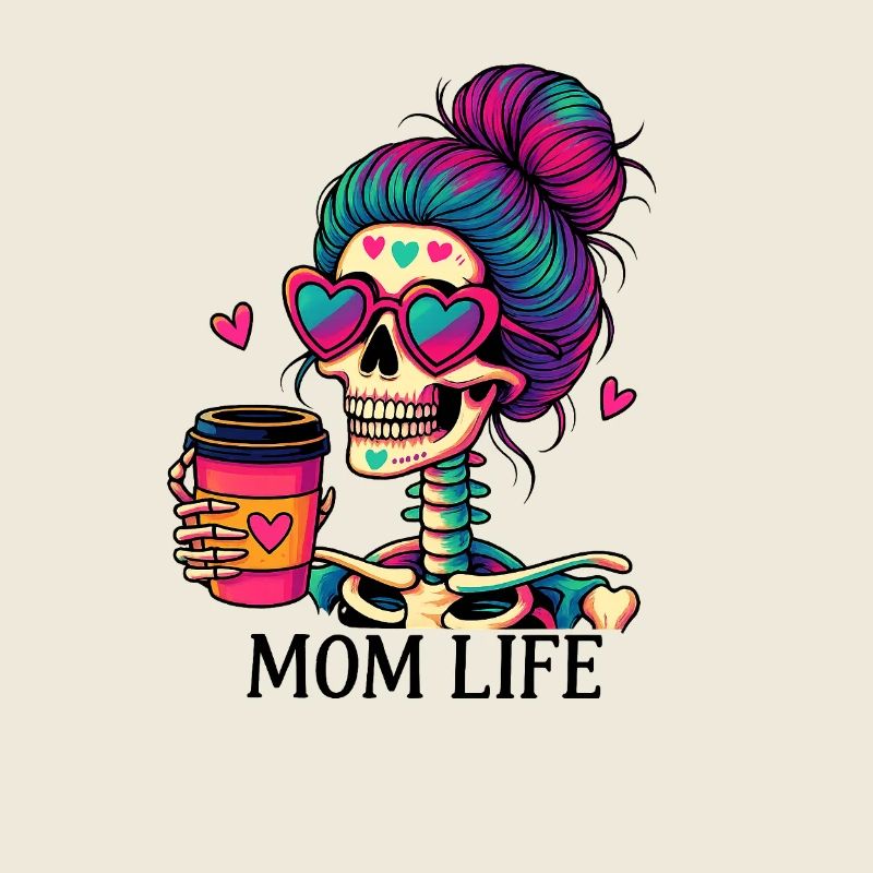 KoffeinLiebe Mob Life Skelett mit Herzbrille