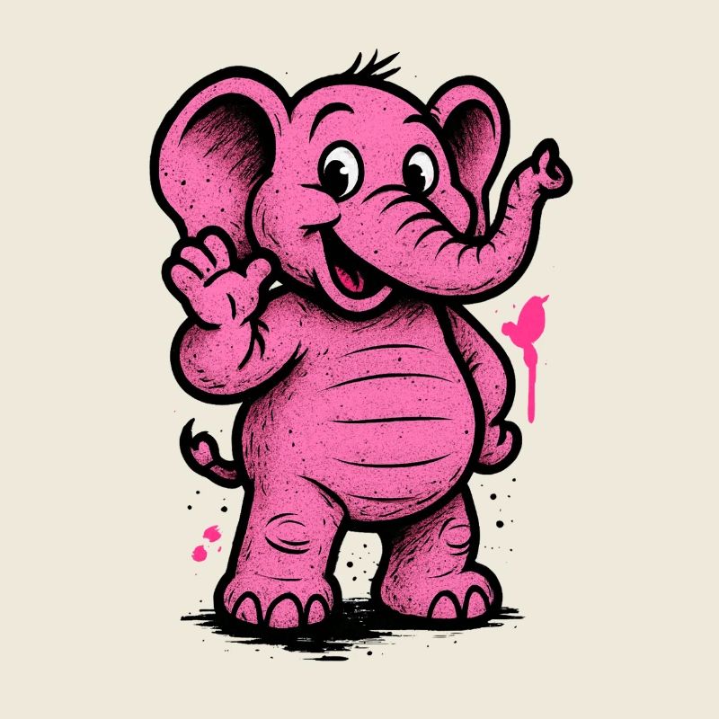 Pink Elephant Cartoon Character Joy