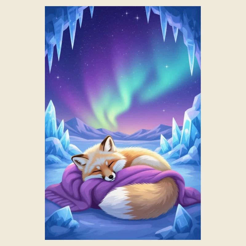 Renard des aurores boréales dans le royaume des glaces