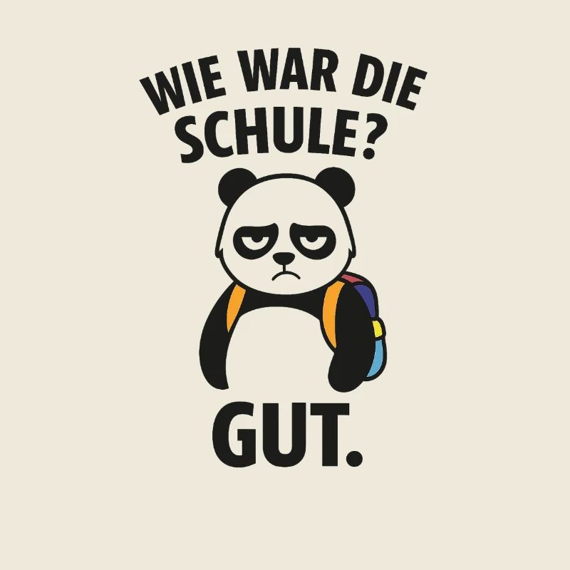 Panda mit Rucksack Schulfrage
