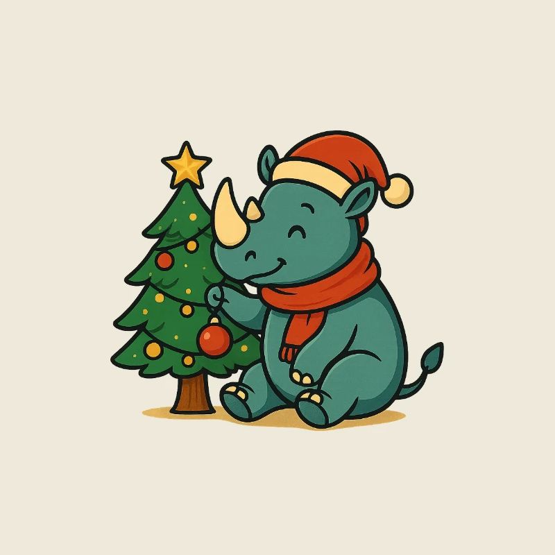 Rhino_Decorating_Christmas_Tree