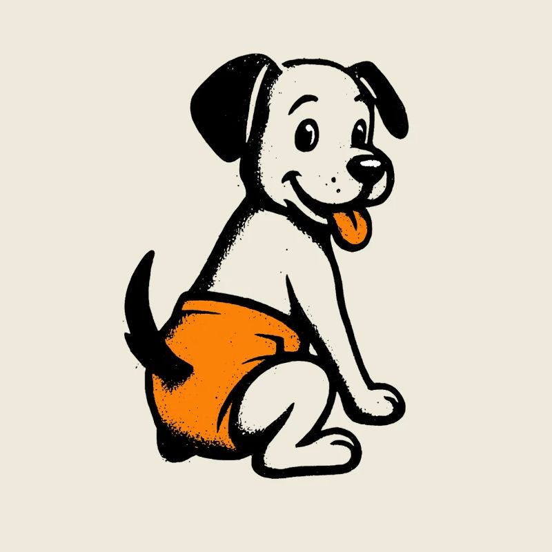 Motif pour enfants : Chiot chien avec couche orange