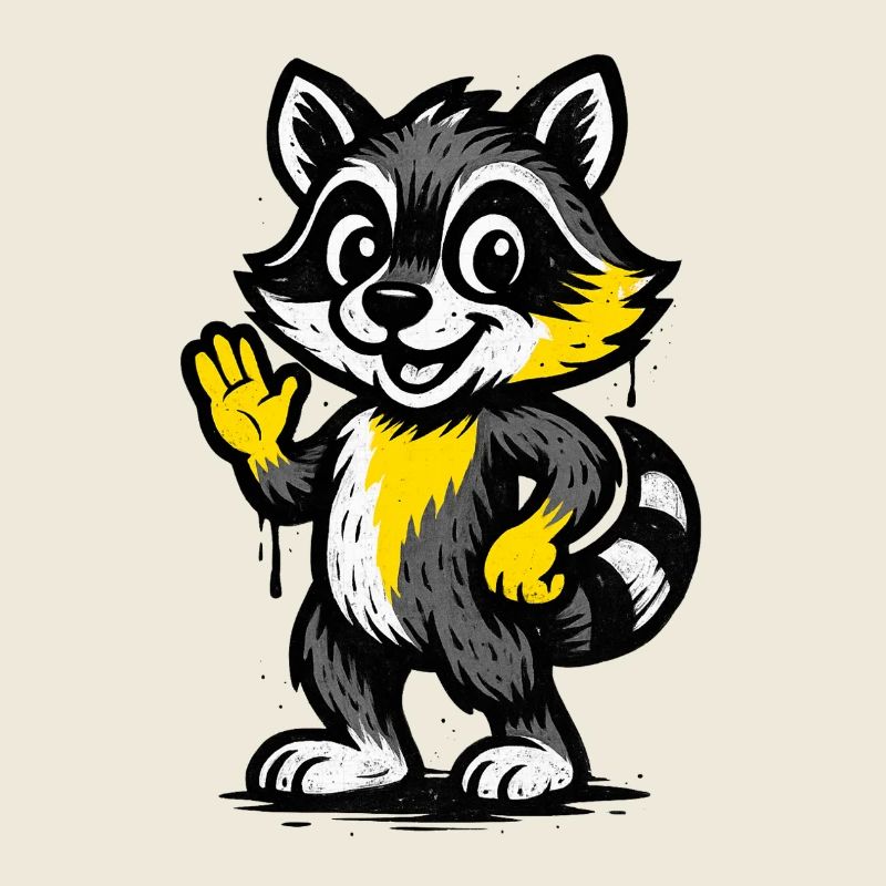 Fröhlicher Waschbär Winken