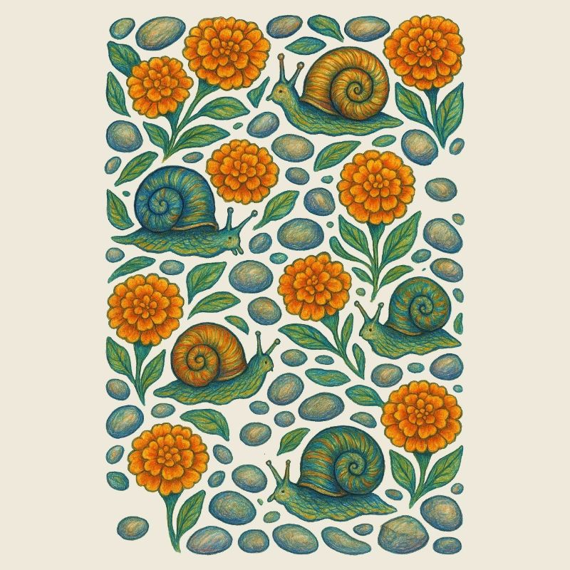 Snail Garden Orange Bloom