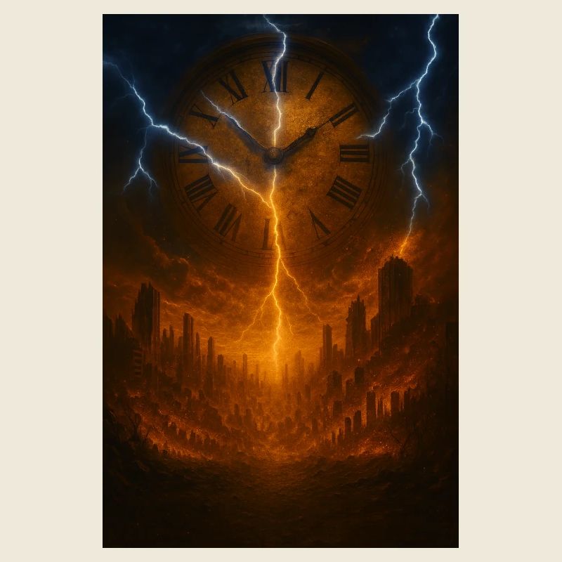 Apocalyptic clock over Feuerstadt
