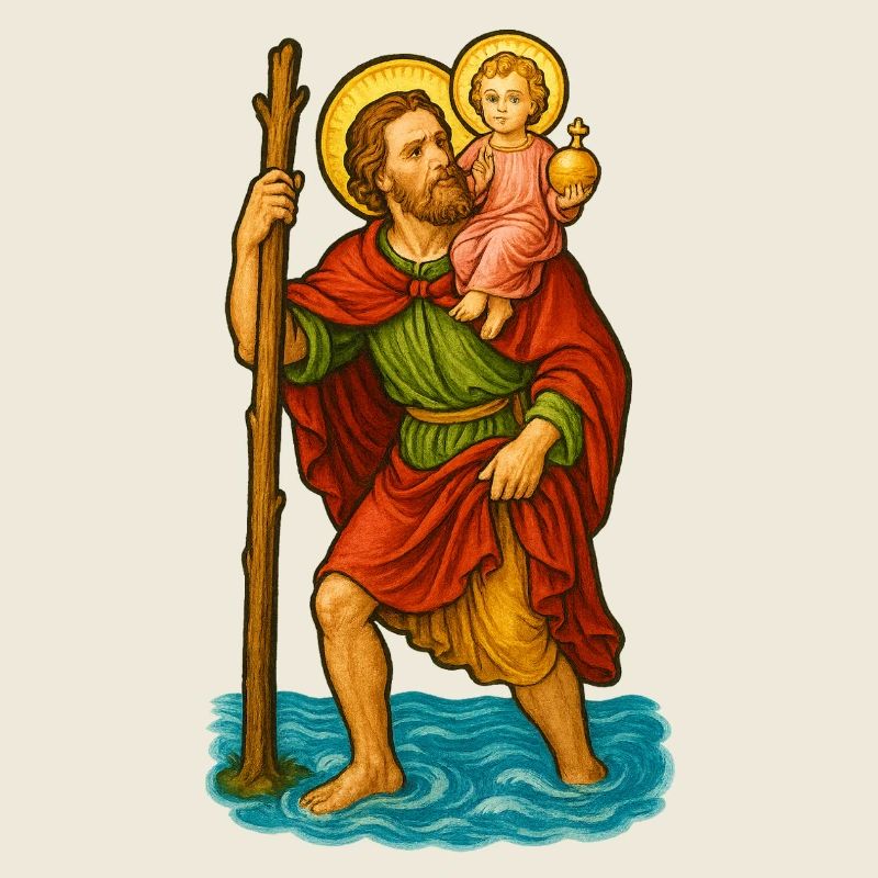 Christophorus | Saint-Père avec style d’icône d’enfant