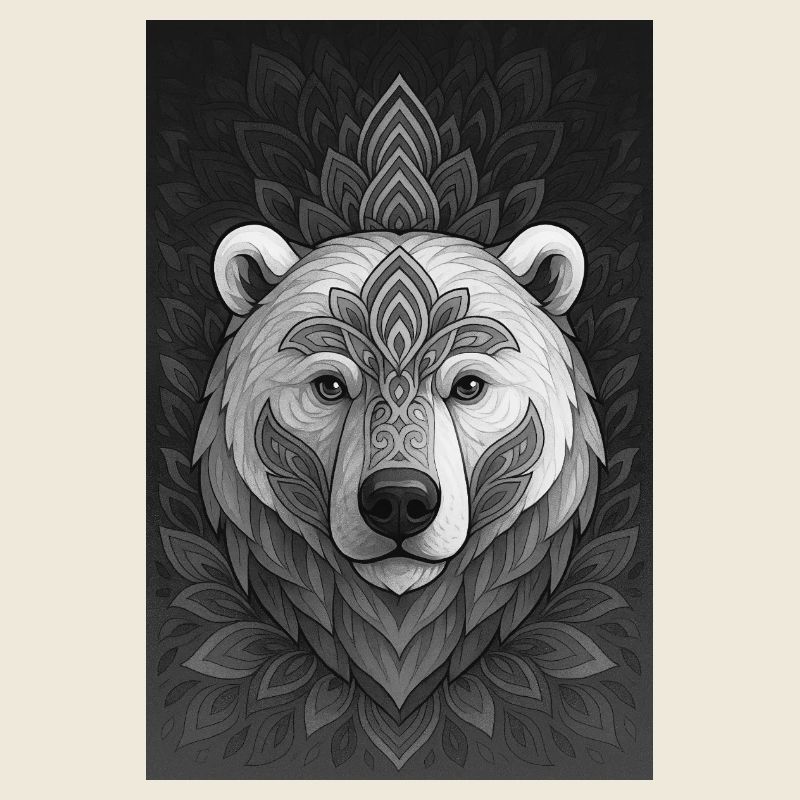 Geometrischer Bärenkopf Mandala