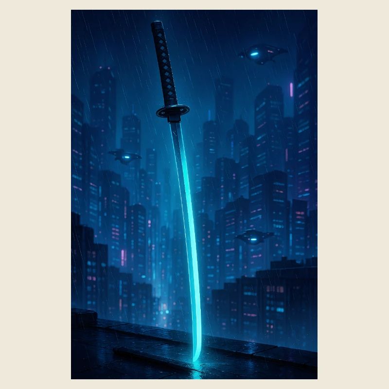 Neon Katana over Rain City