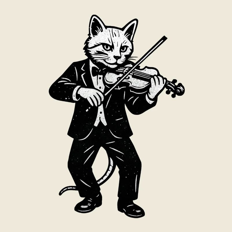 Chat violoniste en costume élégant