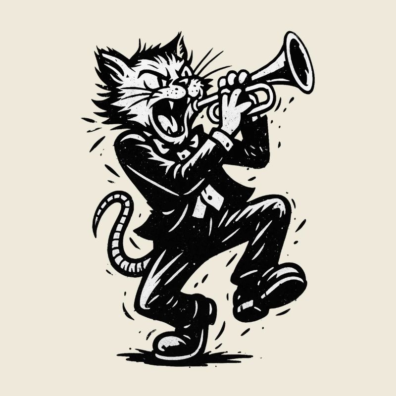 Jazz cat trumpet in rockabilly