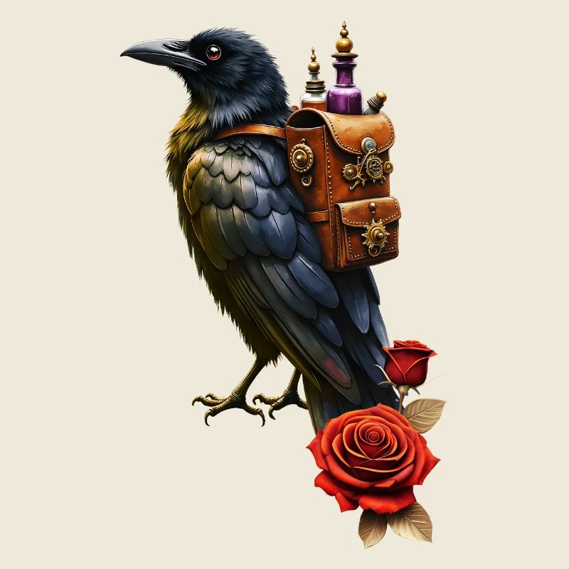 Steampunk Corbeau avec Alchemy sac à dos
