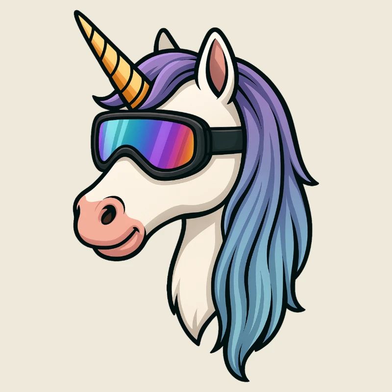 Einhorn mit cooler Skibrille