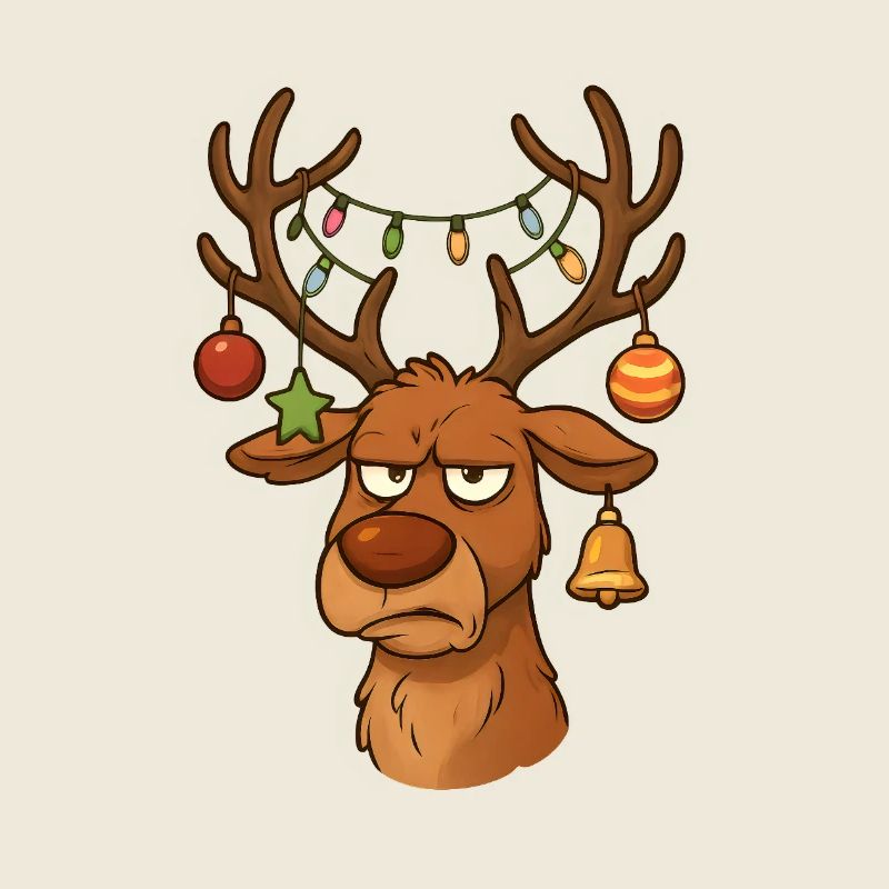 Genervtes Rentier Weihnachten