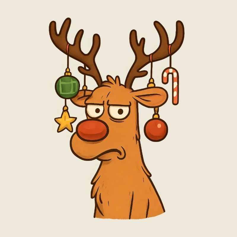 Rentier mit Weihnachtsschmuck Cartoon