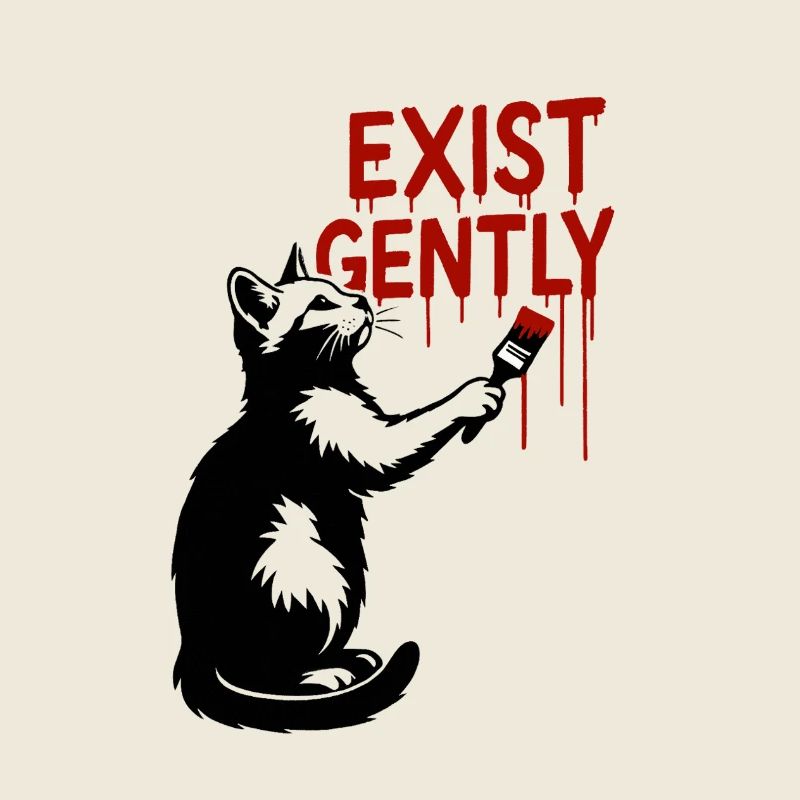 Exist Gently Cat Print