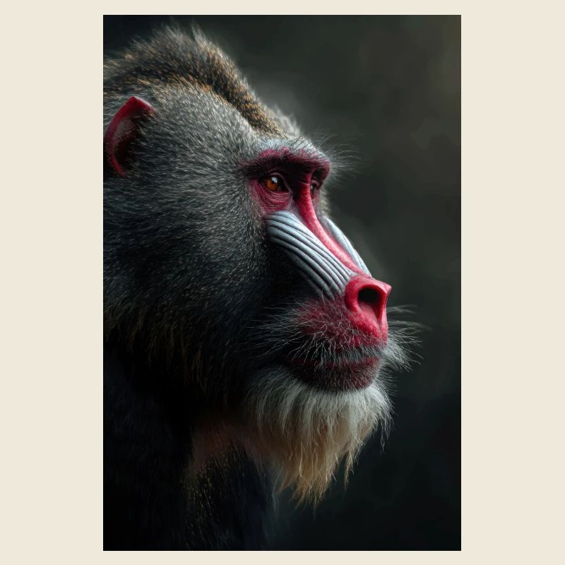 Mandrill-Blick in Samtennacht