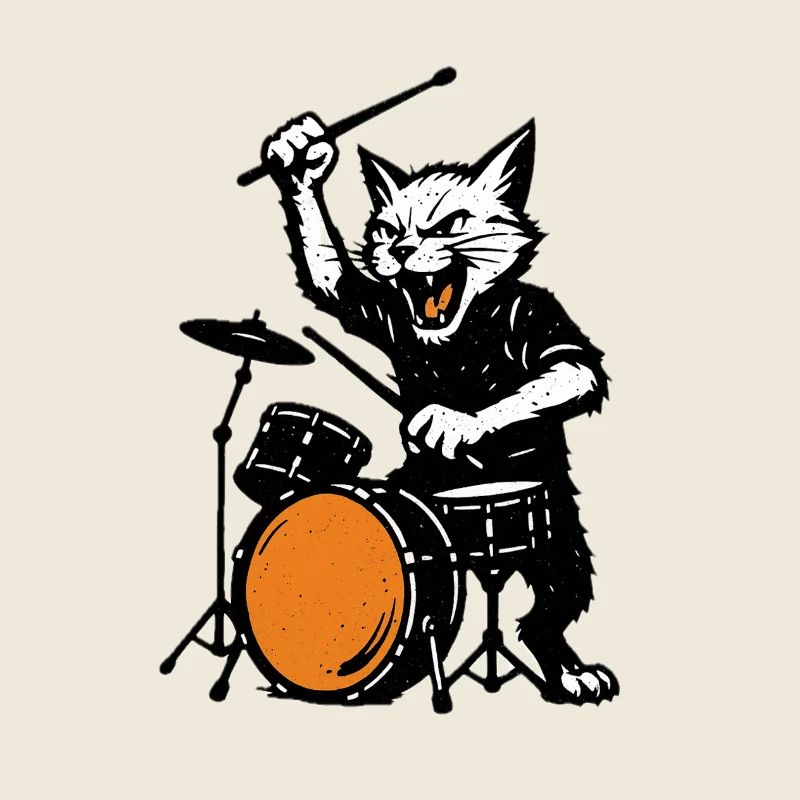 Batteur chat en rythme punk