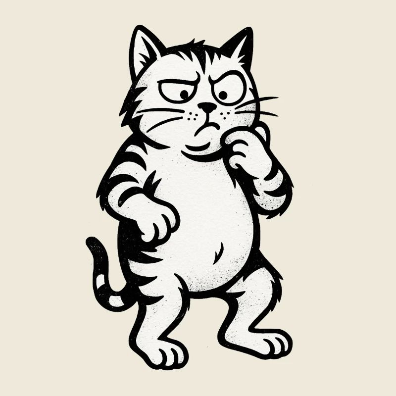 Pensive Cat Cartoon