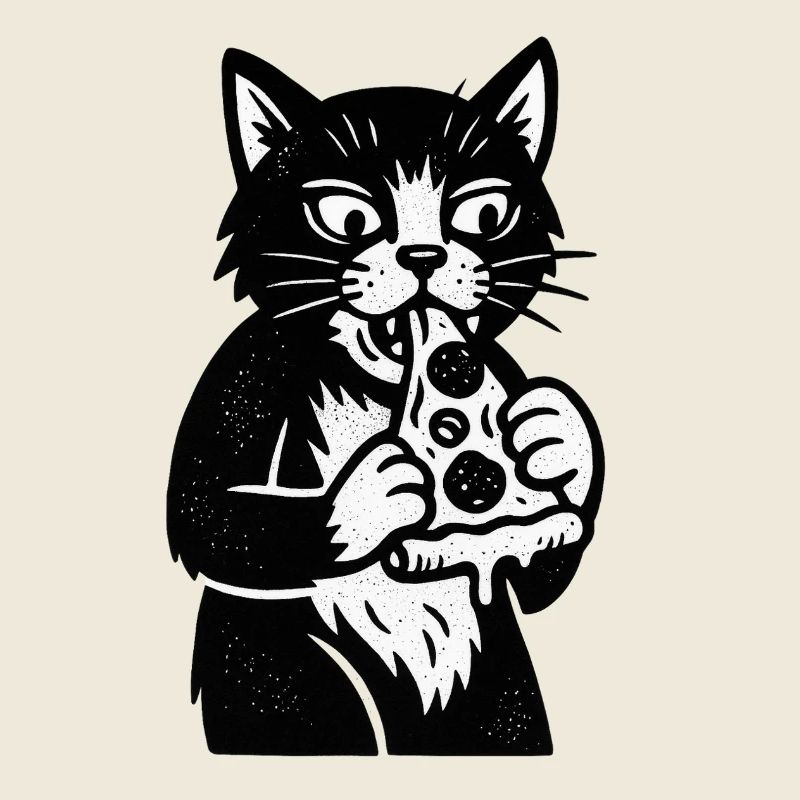 Chat pizza dans un style cartoon