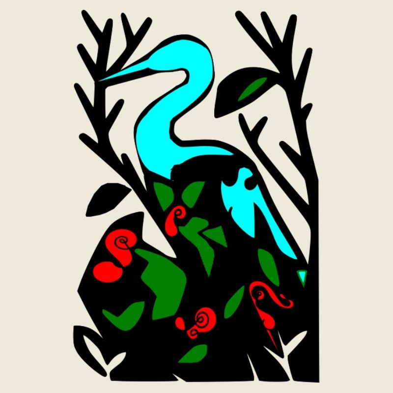 Héron bleu dans le feuillage