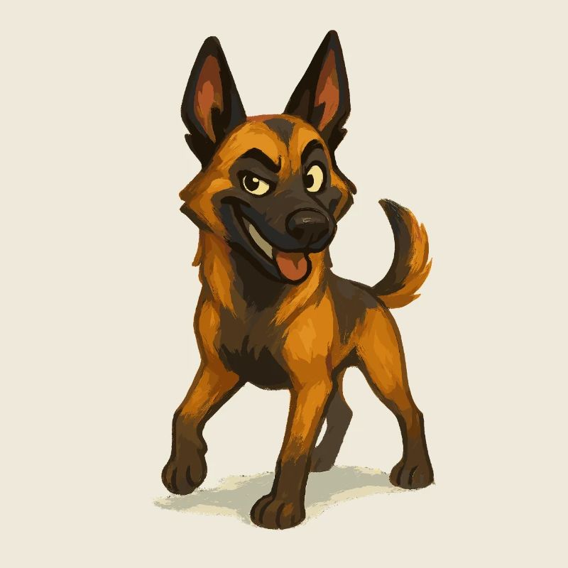 Chien de dessin animé Malinois coquin