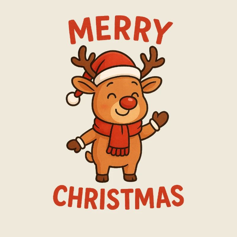 Waving reindeer with Christmas text