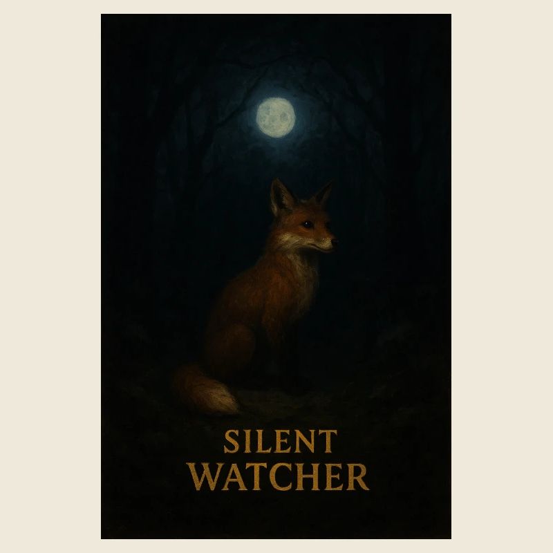 Renard silencieux qui attend au clair de lune