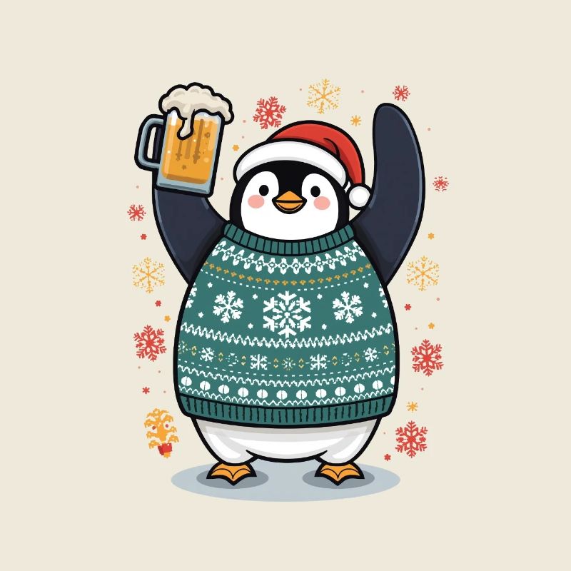 Festlicher Pinguin im Pullover
