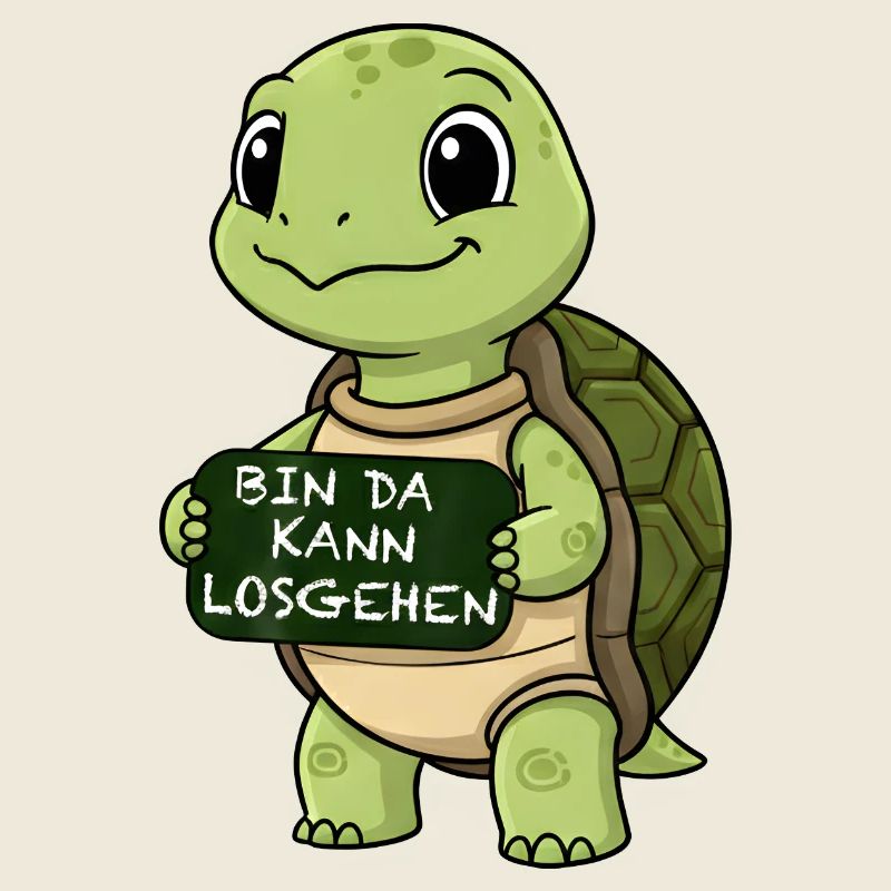 Cute turtle with funny starting phrase