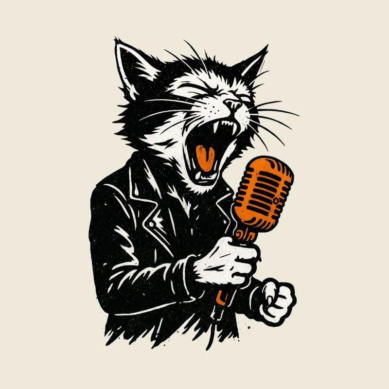 Katzenrocker mit Mikrofon