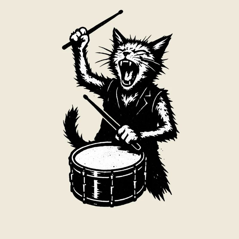 Batteur chat au rythme