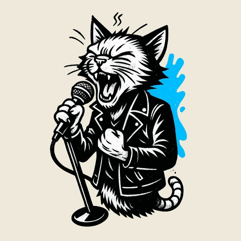 Katzensänger mit Mikrofon