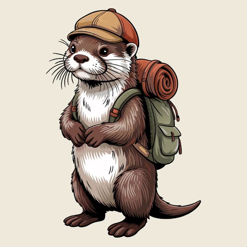 Randonneuse loutre avec sac à dos