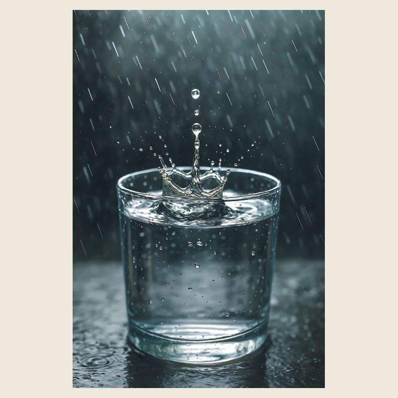 Couronne d’eau sous la pluie