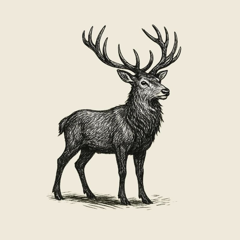 Dessin détaillé du cerf