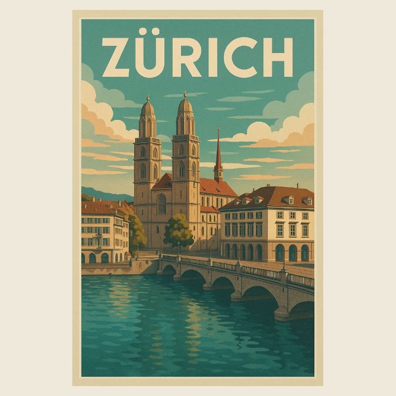 Zürich Retro-Stadtansicht