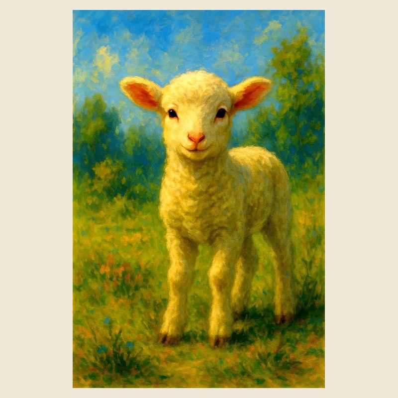 Moutons/agneaux pastel dans une prairie estivale