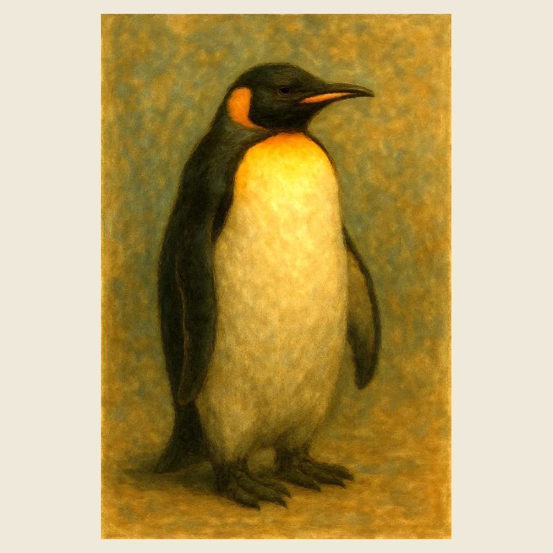 Pastel penguin in classic portrait style