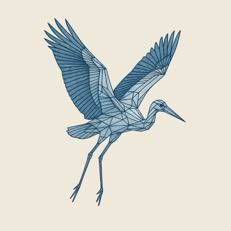 Cigogne bleue | Grue bleue géométrique