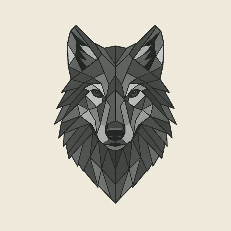 Tête de loup gris géométrique