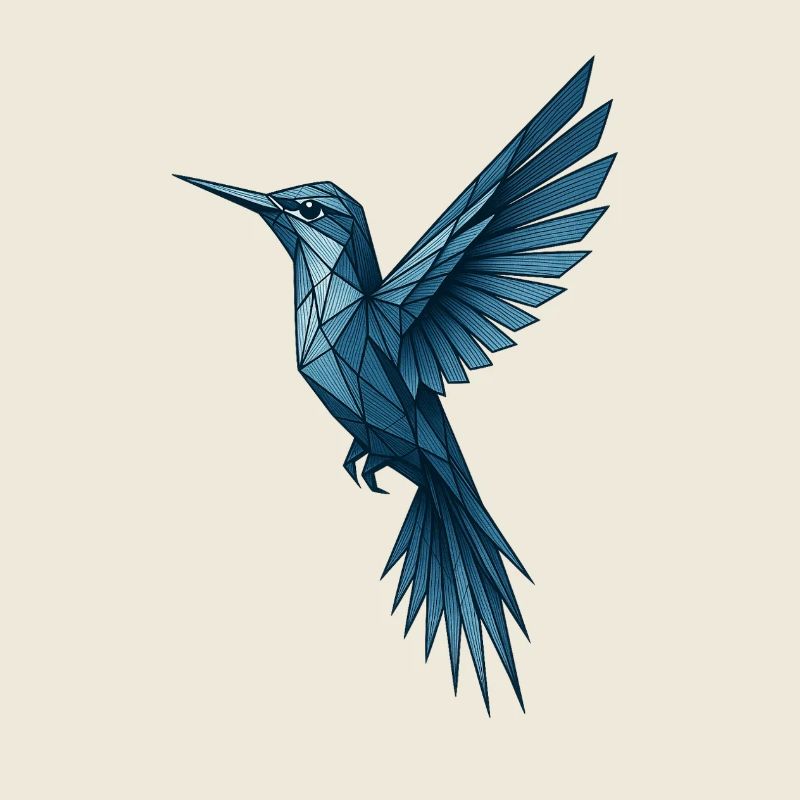 Colibri bleu géométrique
